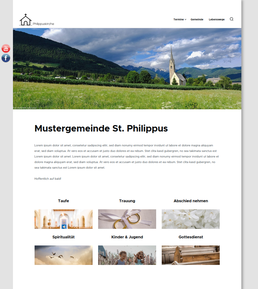 Beispielansicht der Website im Design des Themes Clear.