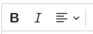 Symbole für "Dicke Schrift", "kursiv" und "Zeilenausrichtung"