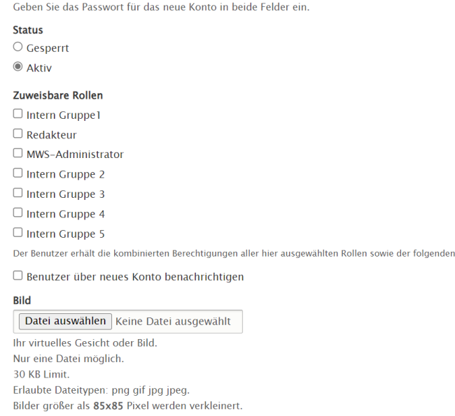 Hier werden alle möglichen Rollen aufgezeigt